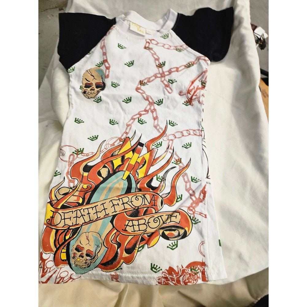 Vintage City Ink Kids Tattoo Graphic Raglan Shirt Skulls Death From Above 18M